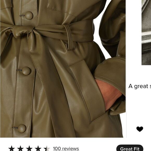 Love, Whit Olive Faux Leather Belted Jacket - XS - Picture 2 of 6